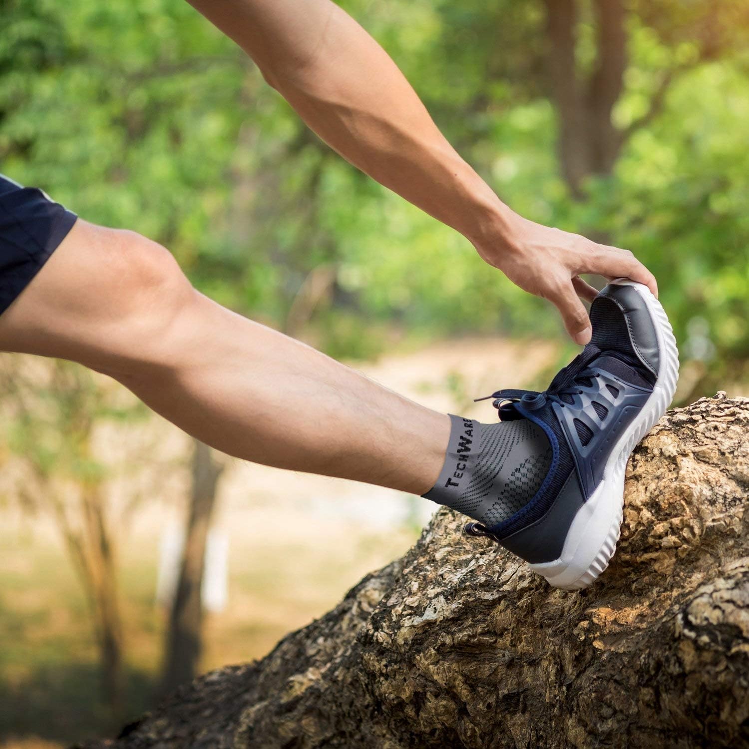 TechWare Pro Ankle Brace Compression Sleeve - Relieves Achilles Tendonitis, Joint Pain. Plantar Fasciitis Sock with Foot Arch Support. 2 Pair Bundle Black & Gray XXL Size