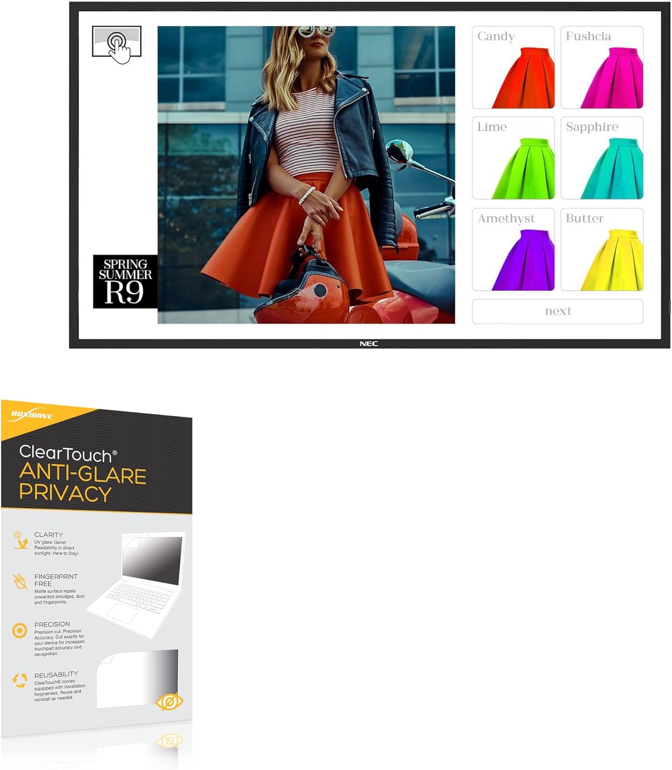 BoxWave Screen Protector Compatible With NEC MD21GS-2MP-BK-CB (21 in) - ClearTouch Anti-Glare Privacy (2-Pack), Privacy Screen Protector Flexible Film Anti-Glare