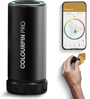 NCS Colourpin PRO Leitor de cores portátil, para pinturas e materiais têxteis, deteção instantânea de cores, ferramenta de ajuste de cor Bluetooth, analisador-scanner com sensor