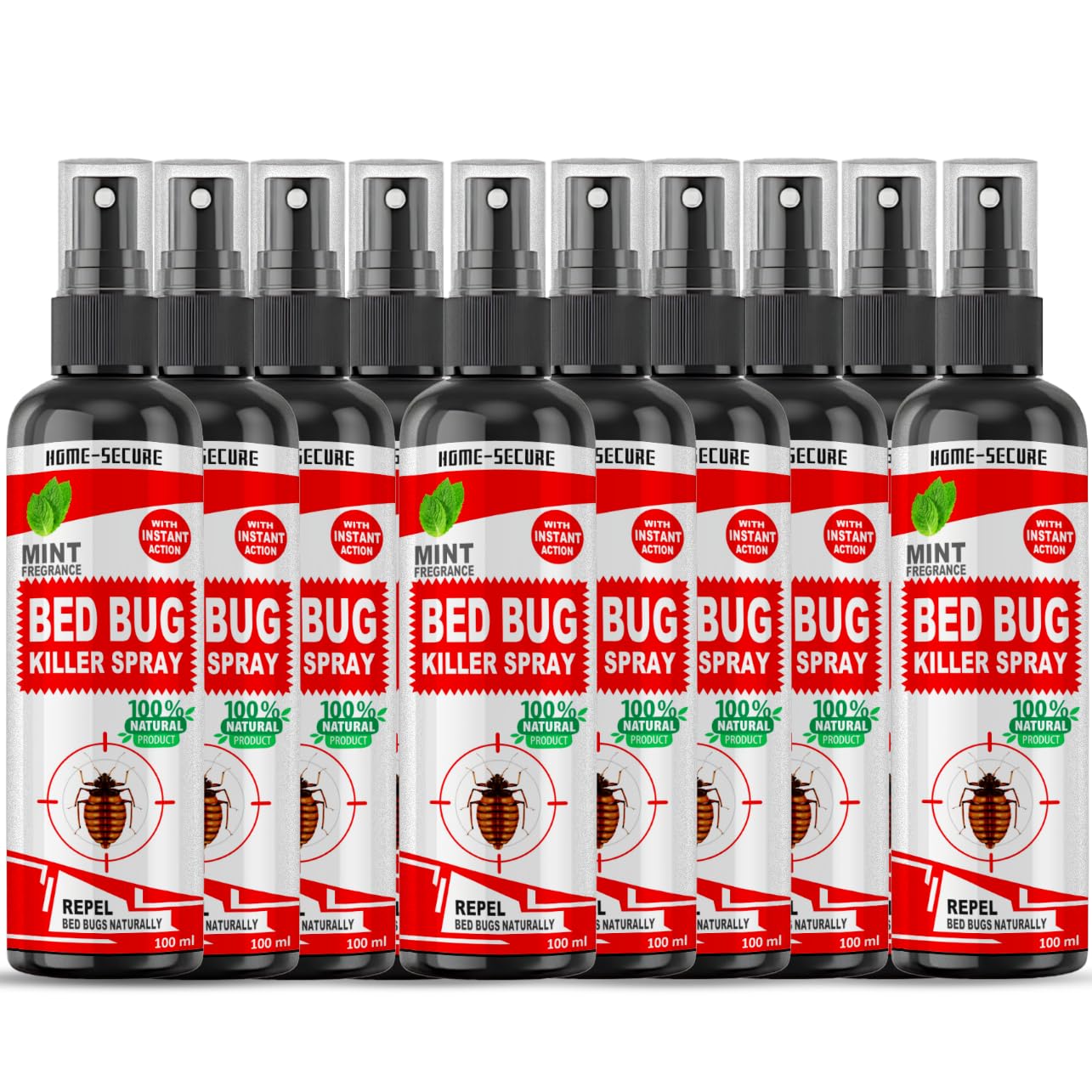 Home-Secure Bed Bug Killer Spray-100ml Natural Bed Bug Repellent Mint Fregrance, Instant Action, Long Lasting Protection, Herbal Insect Repellent Made With Plant Oils, No Chemicals (Pack of 10) (B0CY4WS99Y) Amazon Price History, Amazon Price Tracker