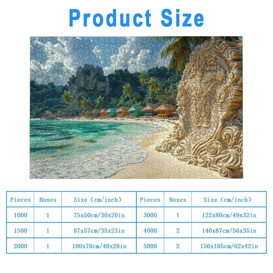 Puzzle 1500 Piezas Playa para Adultos, Puzzle Paisajes de Madera con Caja Regalo para Adultos, Rompecabezas Desafiante para Toda la Familia, Rompecabezas para Regalo Mujer, Home Decoration, -5401