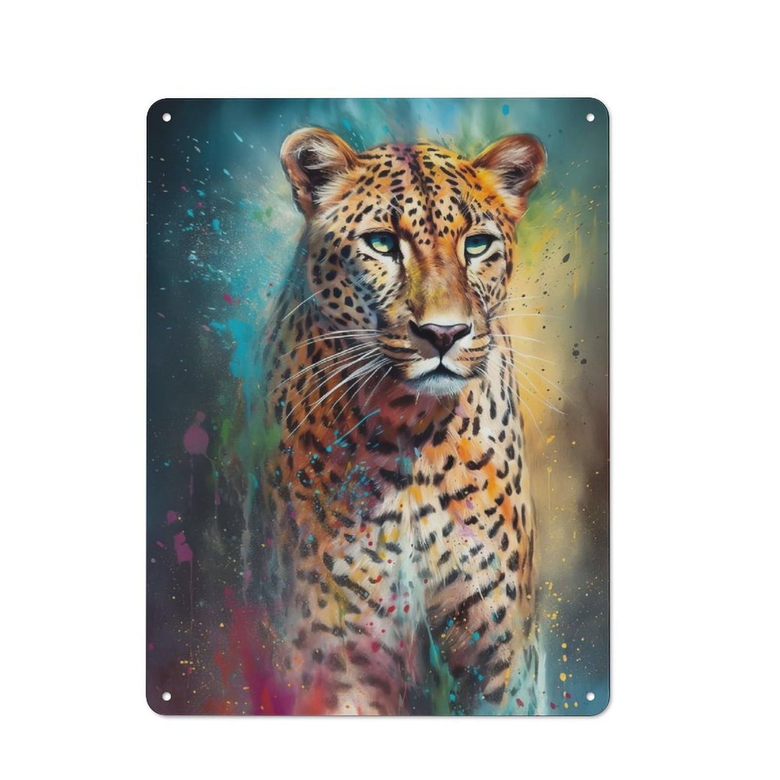 Junmoney Cheetah Painting Printed Metal Sign 40X30cm For Studio Or Craft Room, For Creative-Space Collectors