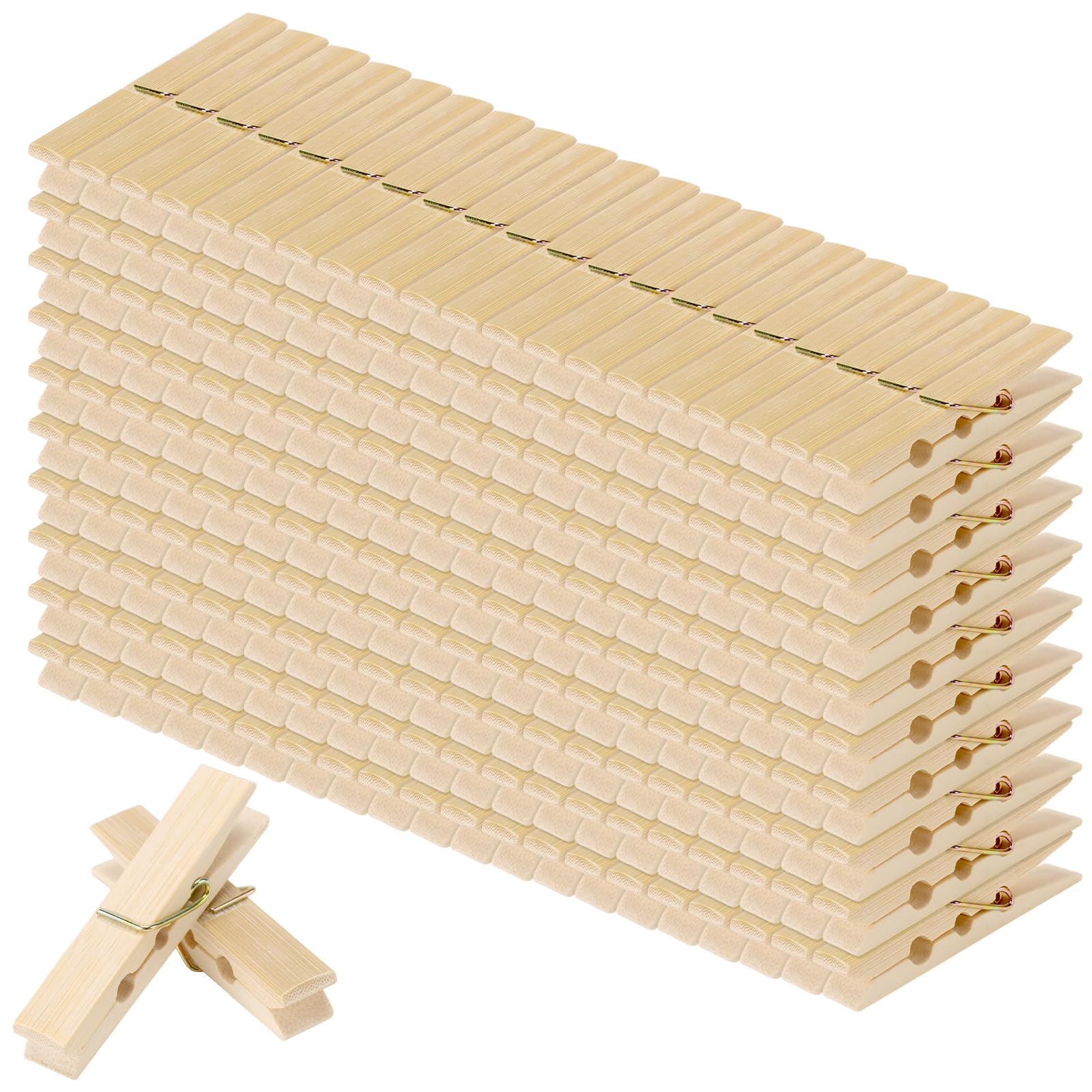 JAPCHET 200 Pack Wooden Clothespins, 6.1 x 1.1 cm Wooden Pegs Spring Clips for Photos, Crafts, Laundry, Home Decor
