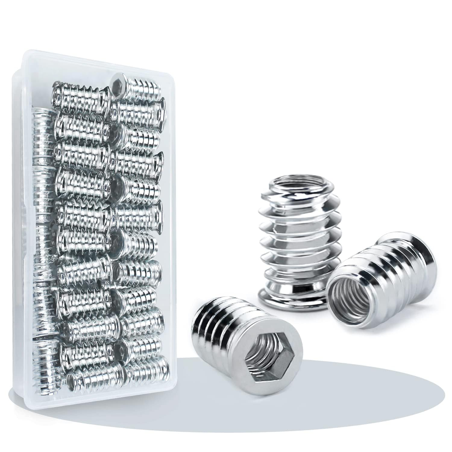 Dadi Per Legno M6 X 15 Mm - 100 Pezzi Zincati, Inserti Filettati Per Mobili - Facili Da Avvitare - Foto 12