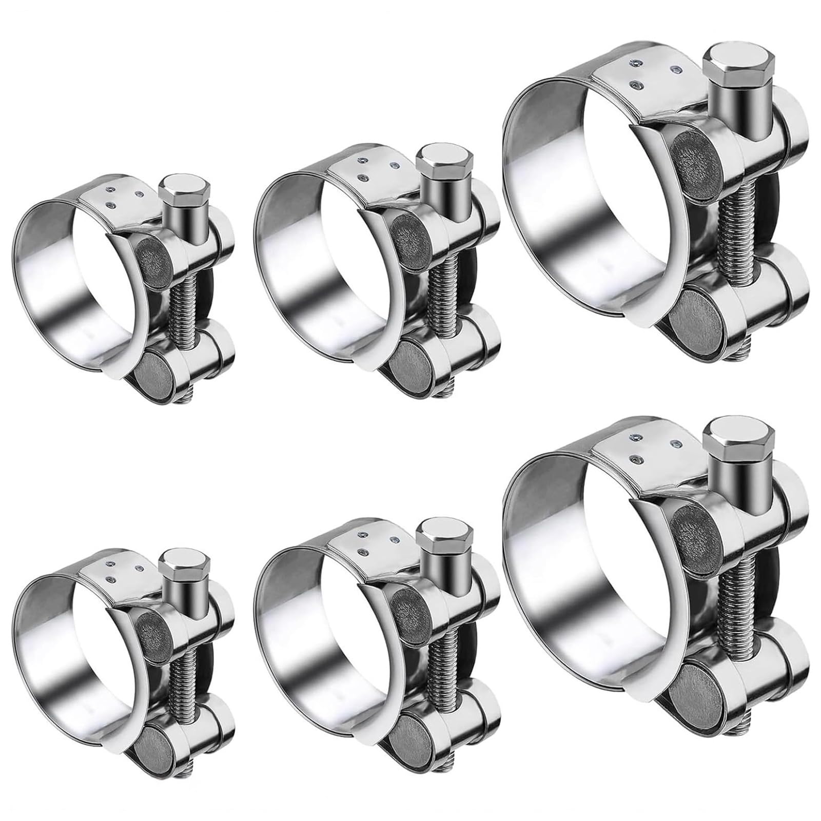 Elnwnnkc Multicolor 6Pcs Tube Fixing Clamps Heavy Duty T Bolt Exhaust Pipe Clips Metal Fastener Repair Clamps Tools Hardware Heavy Duty T Bolt Exhaust Pipe Clips