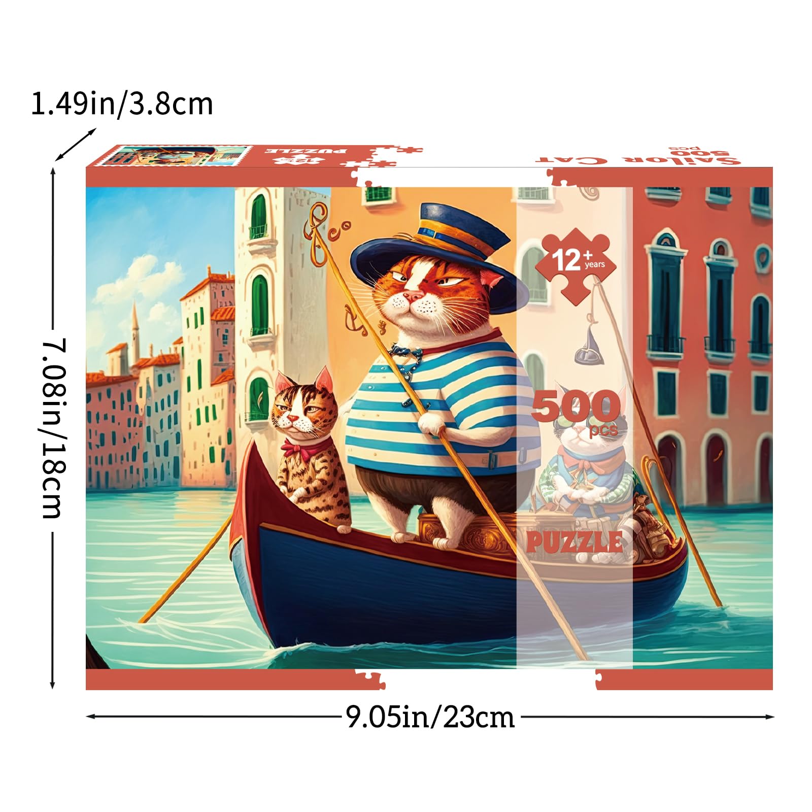 500-Piece Seaside Landscape Puzzle - Colorful Houses, Cats & Coastal Scene, 23x15" - View #7