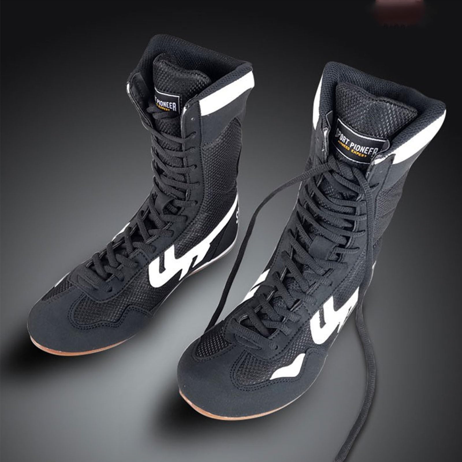 Scarpe sportive da uomo originali scarpe da boxe alte da allenamento scarpe da wrestling stivali lunghi scarpe da boxe scarpe da competizione allenamento compatibili con scarpe da moto uomo chopper