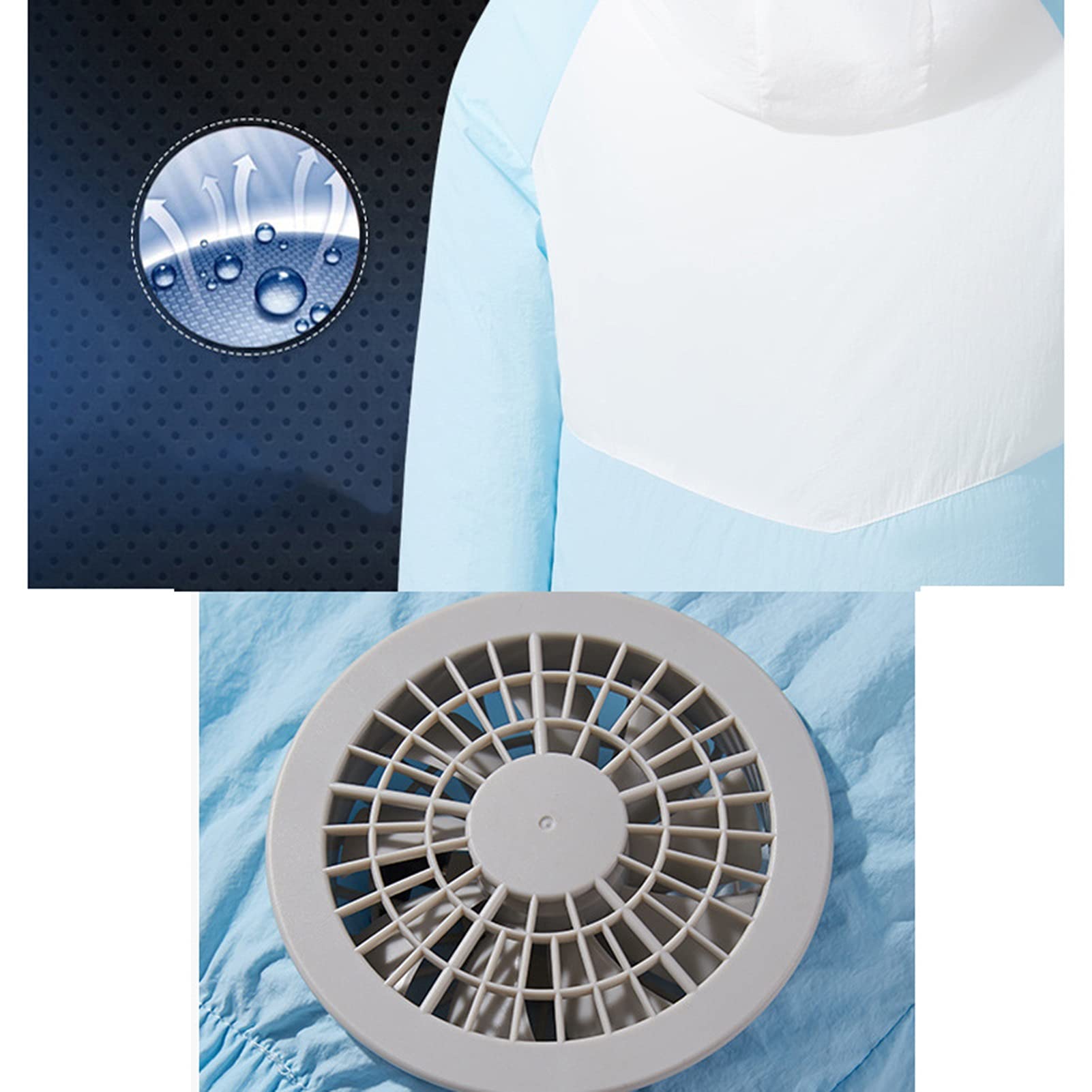 Kühlende Ventilatorjacke mit Kapuze, 3-stufig verstellbar, aus UV-beständigem Stoff, bequem und atmungsaktiv, geeignet zum Kühlen im heißen Sommer und für Arbeiten im Freien