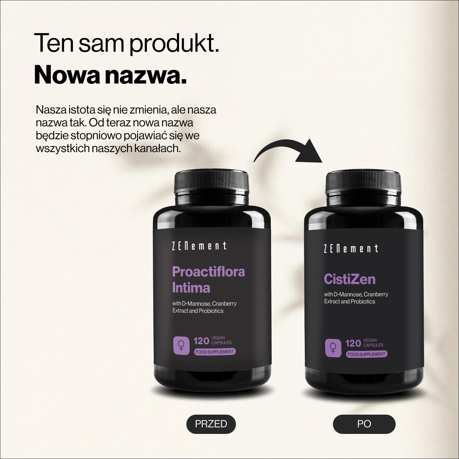 CistiZen – z D-mannozą, żurawiną i 5 szczepami probiotycznymi – 120 wegańskich kapsułek, bez dodatków, bez GMO, bez glutenu, bez laktozy, bez soi – Zenement