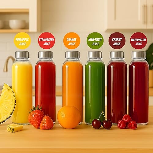 Miniatura 8 de Luxfuel Botellas de vidrio transparente con tapas de 18 onzas, botellas de agua de vidrio reutilizables con tapa de acero inoxidable para jugos,