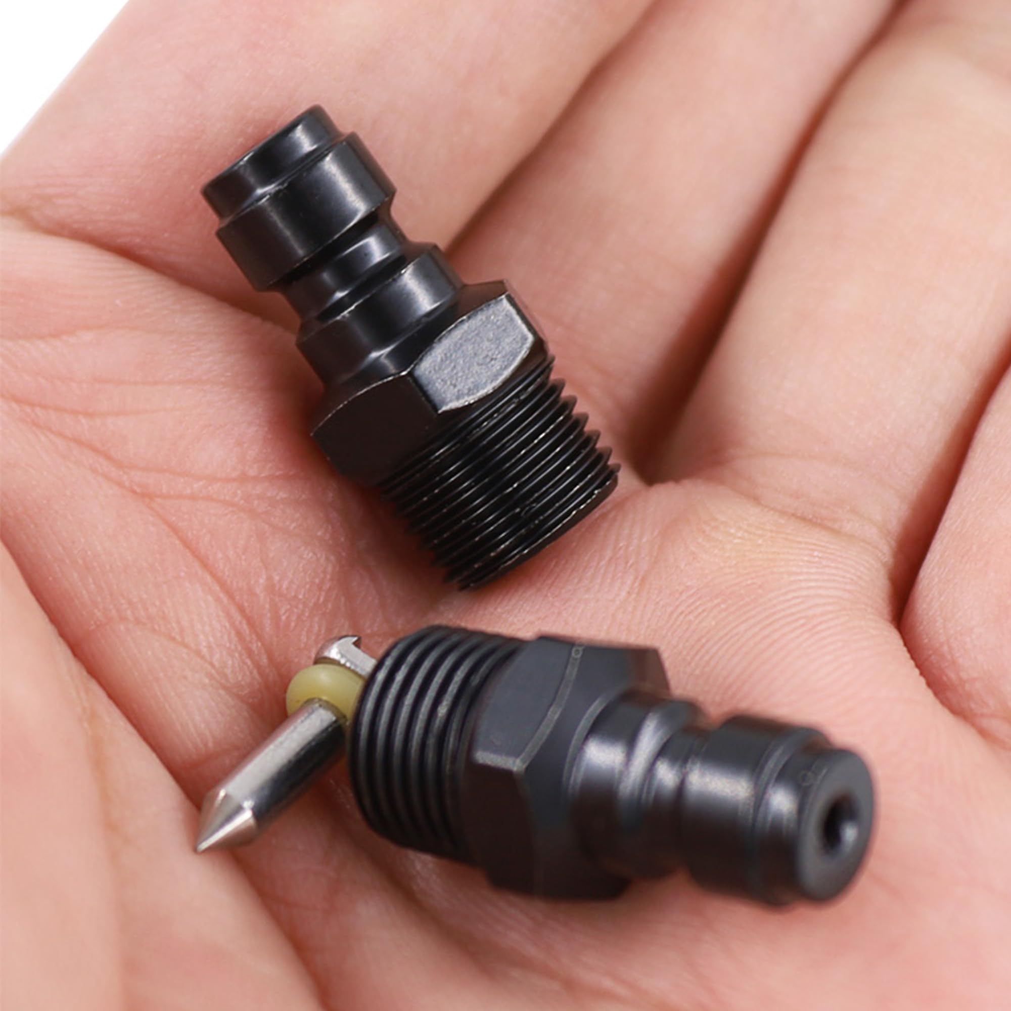 2 adaptadores de rosca macho NPT de 1/8 pulgadas, enchufe de desconexión rápida de 8 mm, accesorios de adaptador Foster PCP Airsoft, cobre chapado en zinc negro