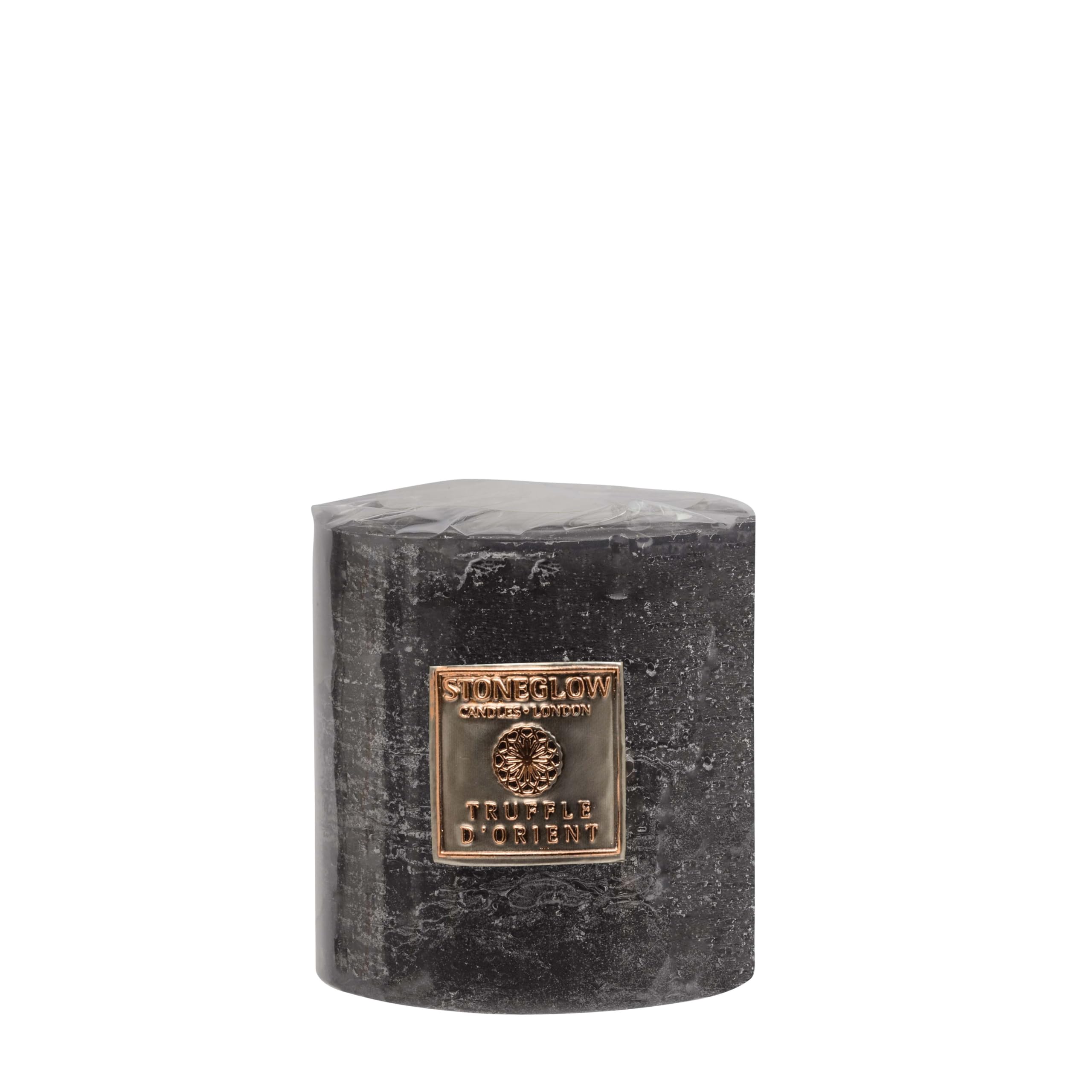 Stoneglow Metallique Collection - 600 Grams Truffle D'Orient Short Scented Pillar Candle (Grey)
