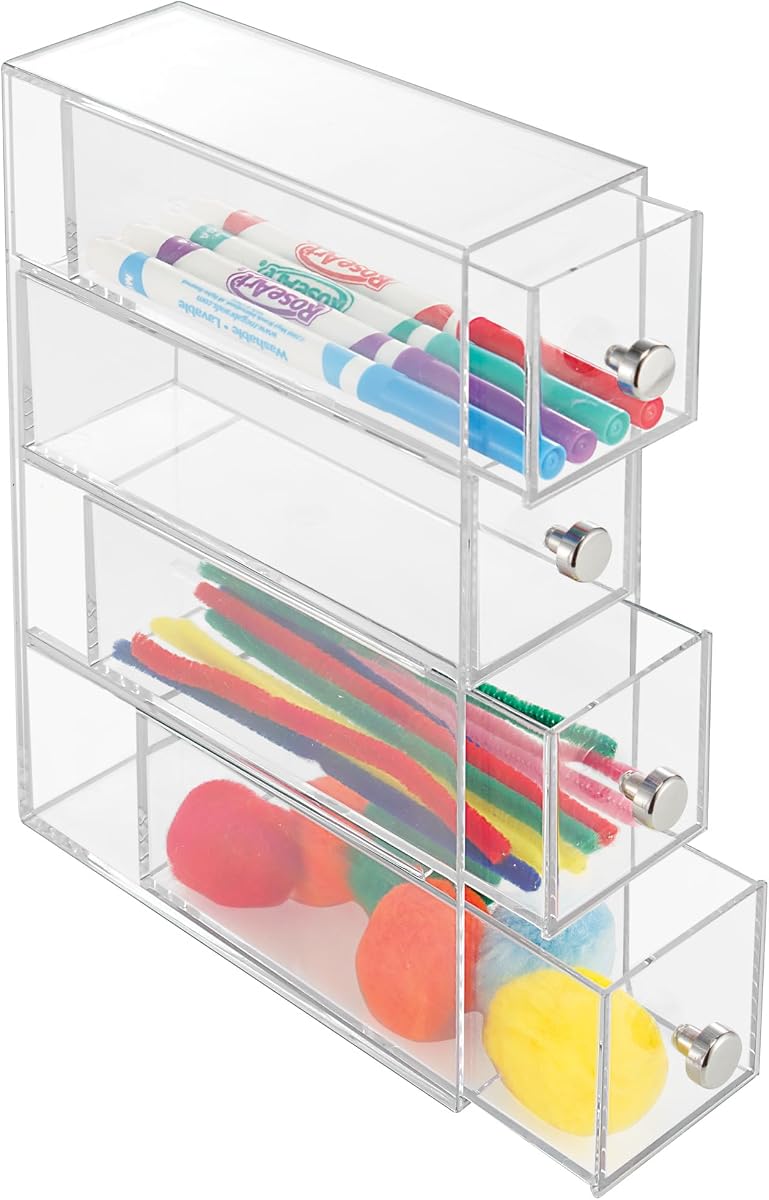 36560EU 4-Drawer Vanity/Cosmetic Organizer, Set of 1, Clear | for Vanity Cabinet to Hold Makeup, Beauty Products
