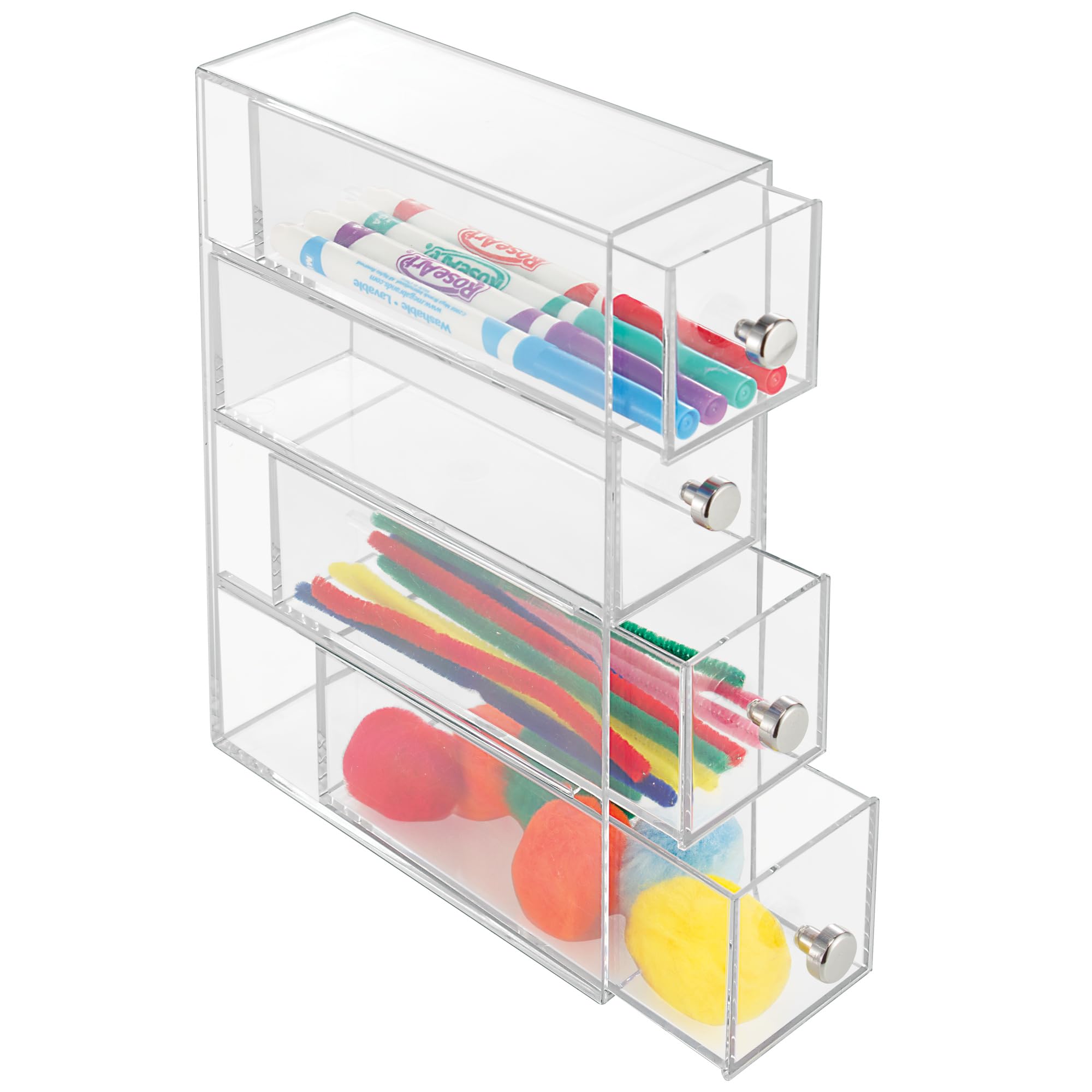 iDesign 36560EU Makeup Organiser with Four Drawers, Sturdy Plastic Storage Box for Makeup, Accessories, Jewelry and More, Compact Dressing Table Organiser, Clear