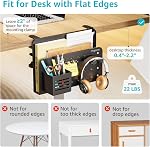 PEGZONE Desk Side Storage Organizer, No Drill Under Desk Laptop Holder, Clamp on Desks Shelf with Pegboard Accessories, Hanging Laptop Mount, Fits Flat Edge 0.4" to 2.2", Black
