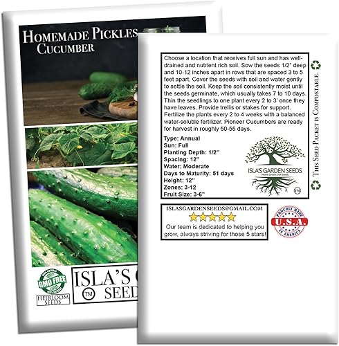 Miniatura 7 de Semillas de pepino "encurtidos caseros" para plantar, más de 50 semillas de reliquia por paquete, semillas de jardín de Isla (semillas de jardín de