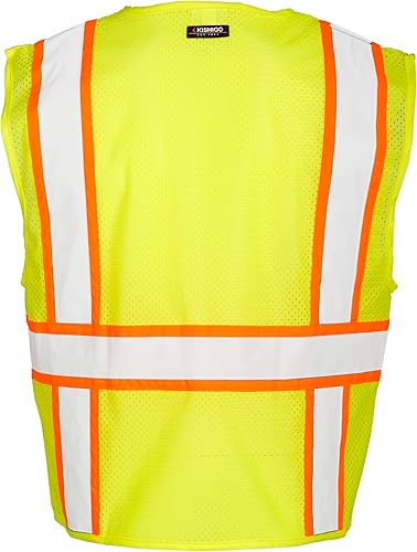 Miniatura 5 de Ml Kishigo Chaleco sólido con parte trasera de malla, ultra fresco, clase 2, color verde Lima, M, Anaranjado, 1