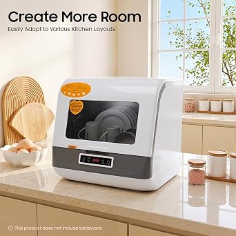 Portable Dishwasher Countertop with 8L Built-In Water Tank,110V 800W Countertop Dishwasher, 3 Modes Wash Ways,for Small Households, Apartments