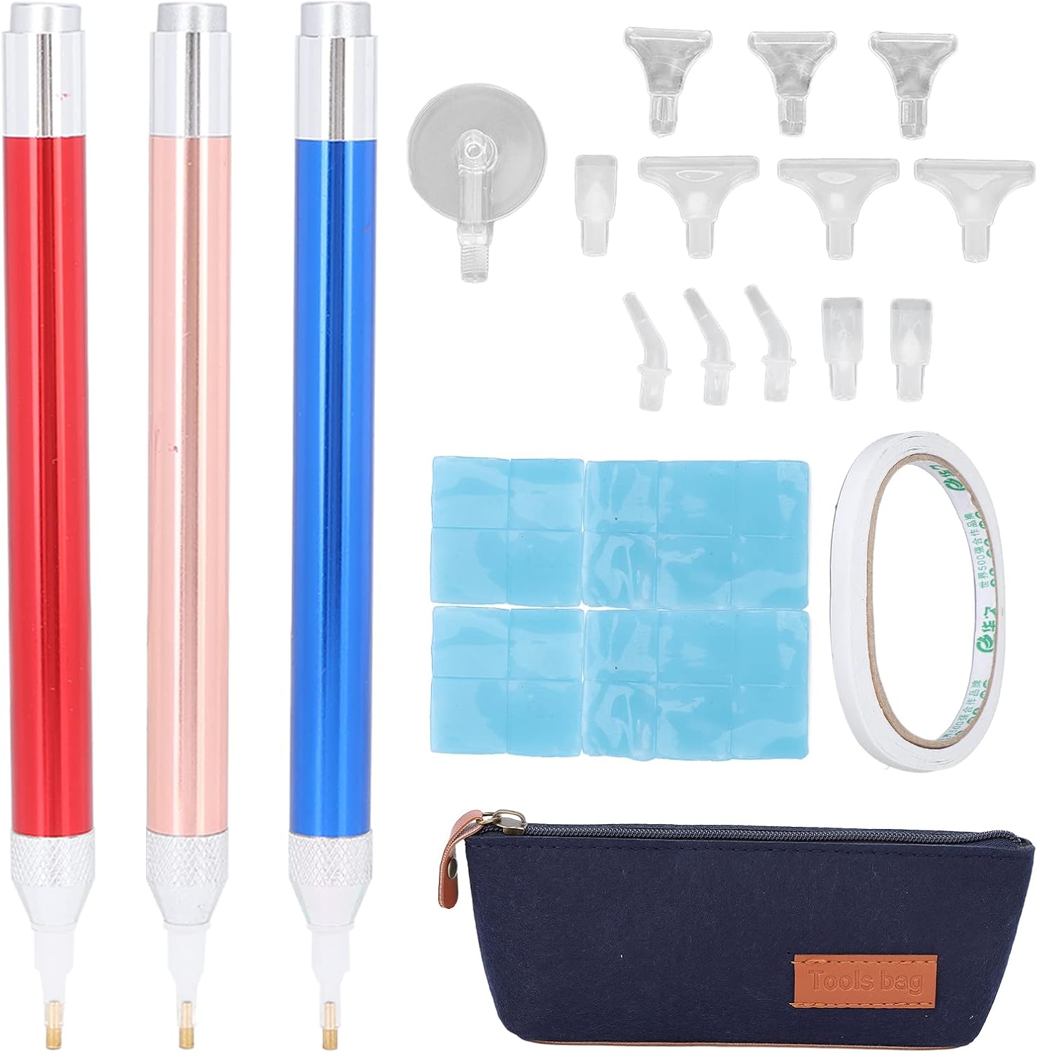 Horoper Painting Pen, 3pcs Point Drill Pens Set with 16 Replacement Pen Heads LED Light 5D Art Pens for Nail Art Paintings Hobby