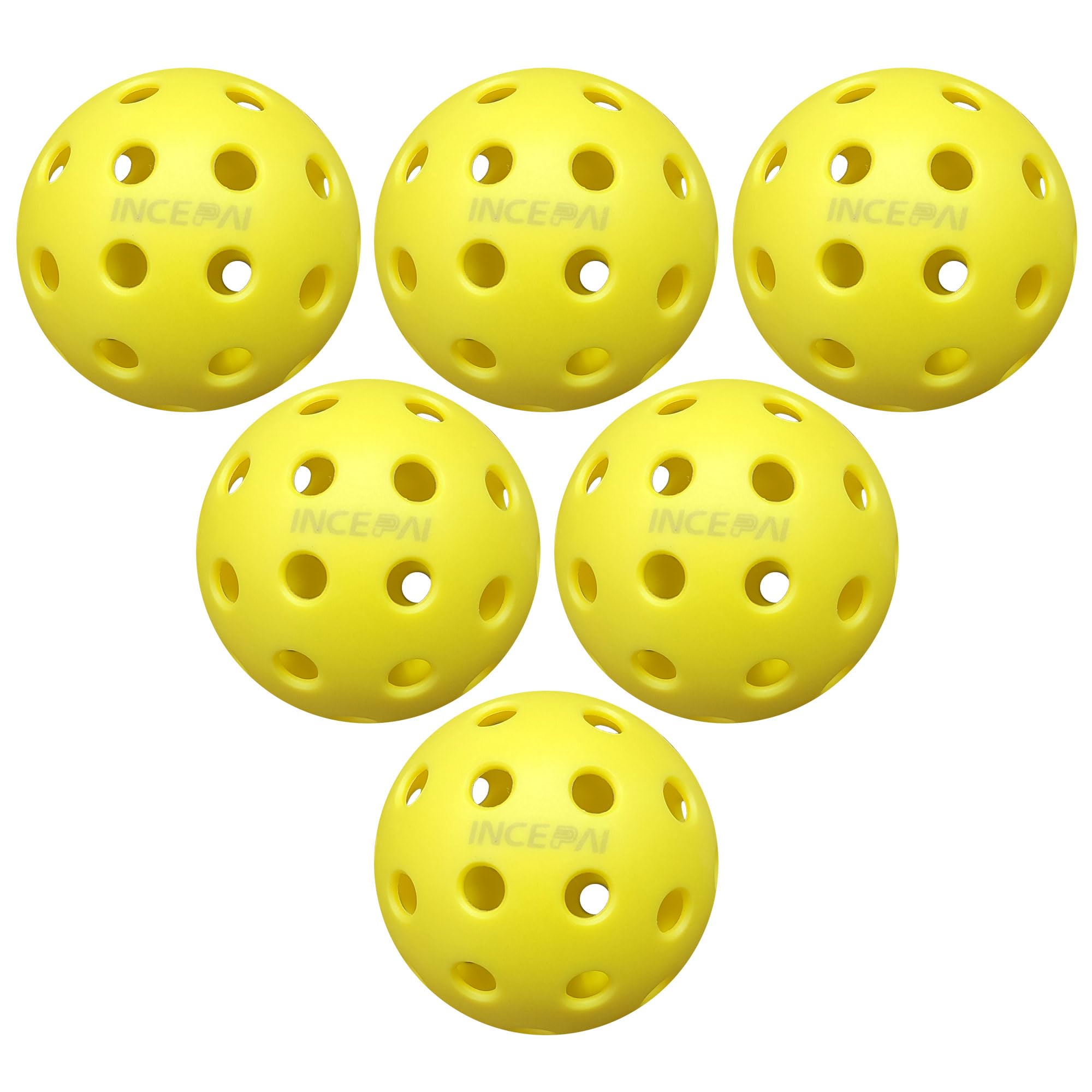 INCEPAI 40-Hole Outdoor Pickleballs (6-Pack) with Stable Flight Trajectory, Compliant with USAPA Standards, Featuring Good Elasticity and Durability, Suitable for Players of All Skill Levels.