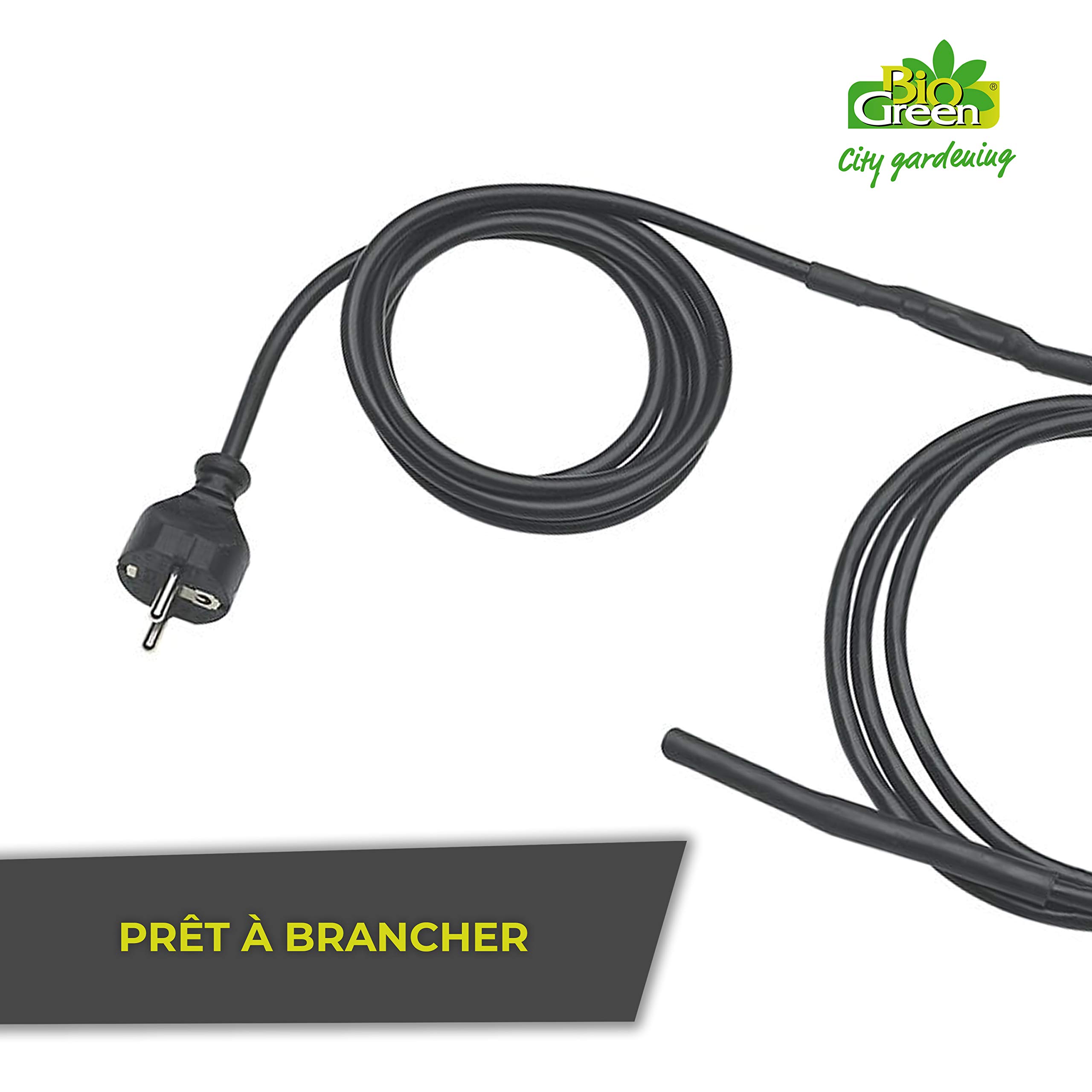 Bio Green Kabel grzewczy do roślin | 10 metrów | 100 W | samoograniczający | chroni rośliny i doniczki przed mrozem | gotowy do podłączenia | IP67