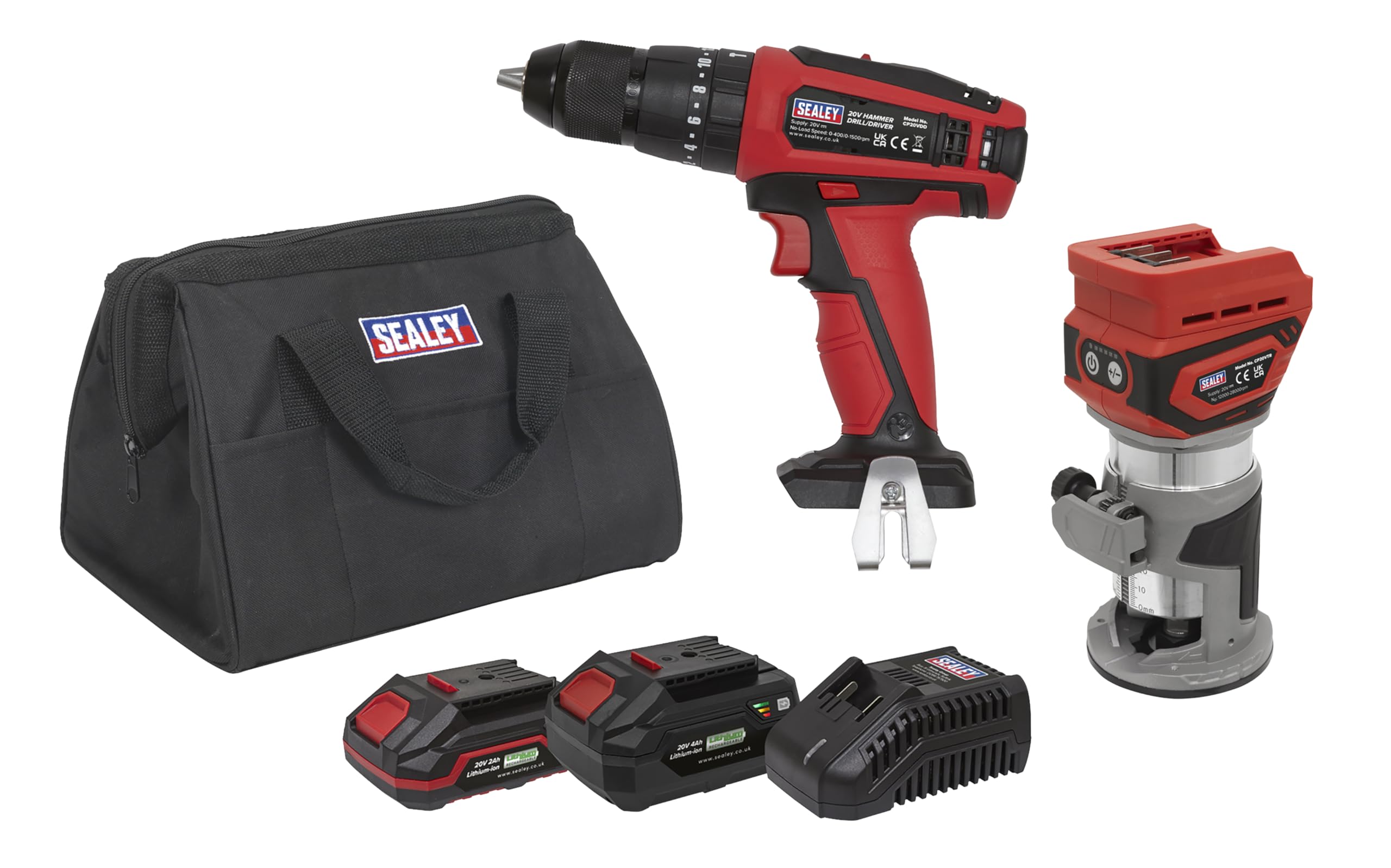 Sealey 2 kits de perceuses sans fil 20 V SV20 Series et perceuses combinées – 2 batteries – CP20VCOMBO12