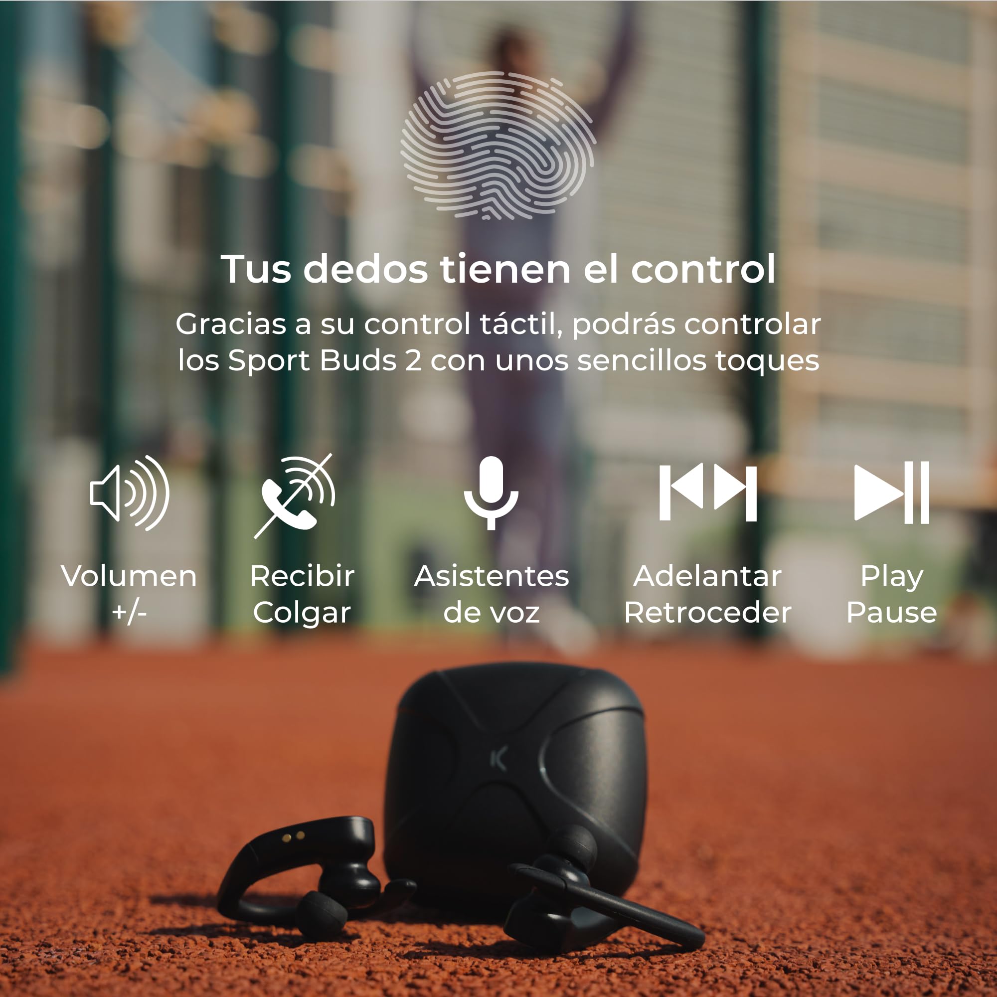 KSIX Sport Buds 2 Bezprzewodowe słuchawki sportowe z mikrofonem. Odporne na pot słuchawki sportowe do rozmów, słuchania muzyki, oglądania telewizji i oglądania komputera.