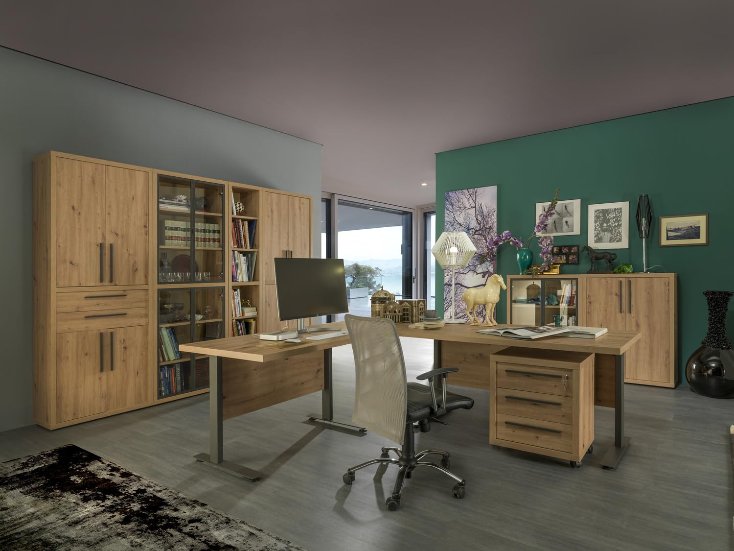 Composad | Cassettiera della Linea RILEGA con 3 Cassetti, Serratura e Ruote, Cassettiera Ufficio Moderna, Archivio, (LxAxP) 53,6x63,4x44,7 cm, Rovere Oak Mielato, Made in Italy