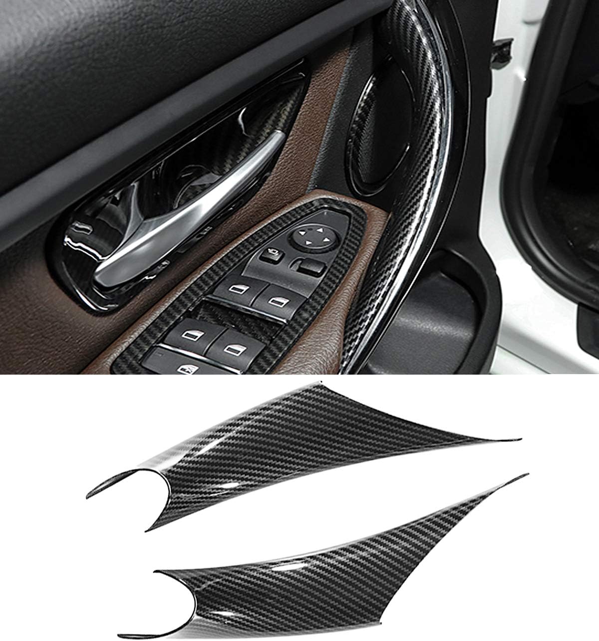 Jaronx 2PCS Door Handle Covers Compatible with BMW 3/4 Series Driver Side & Passenger Side Door Pull Handle Covers (Compatible with BMW 320i,328i,330i,335i F30/F31 and 428i,435i F32/F36)(Carbon Fiber)
