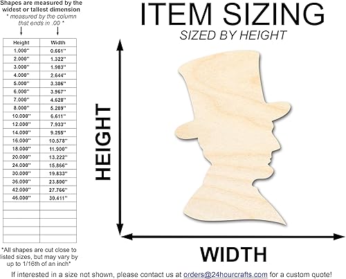 Miniatura 2 de Silueta de Abraham Lincoln de madera sin terminar  Recorte de manualidades de historia estadounidense  Hasta 36 pulgadas, 14 pulgadas18 pulgadas