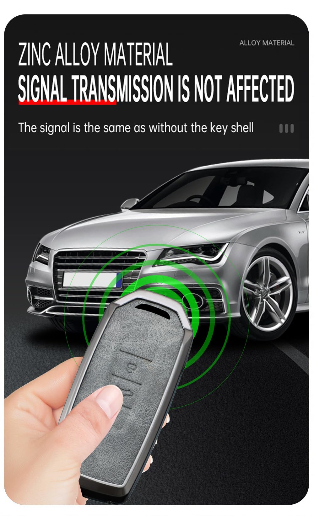ontto Etui na kluczyki samochodowe, pasuje do VW Touareg EL R-Line e-Hybrid 2019-2023, pilot zdalnego sterowania, metal, skóra, etui na klucze, 3 przyciski, szare, G