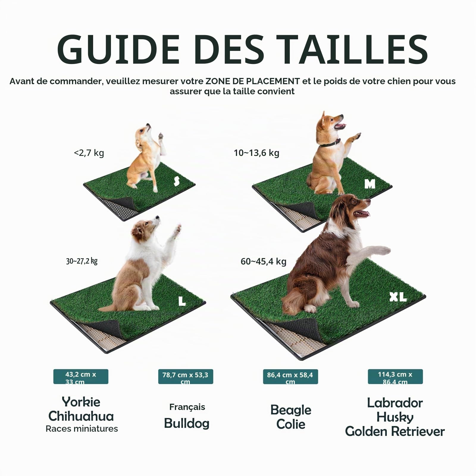 MEEXPAWS Toilettes pour Chien avec Gazon Artificiel 85×59 cm Bacs à Litières pour Chiens Exterieur Intérieur Plateau de Pot pour Grand Chien