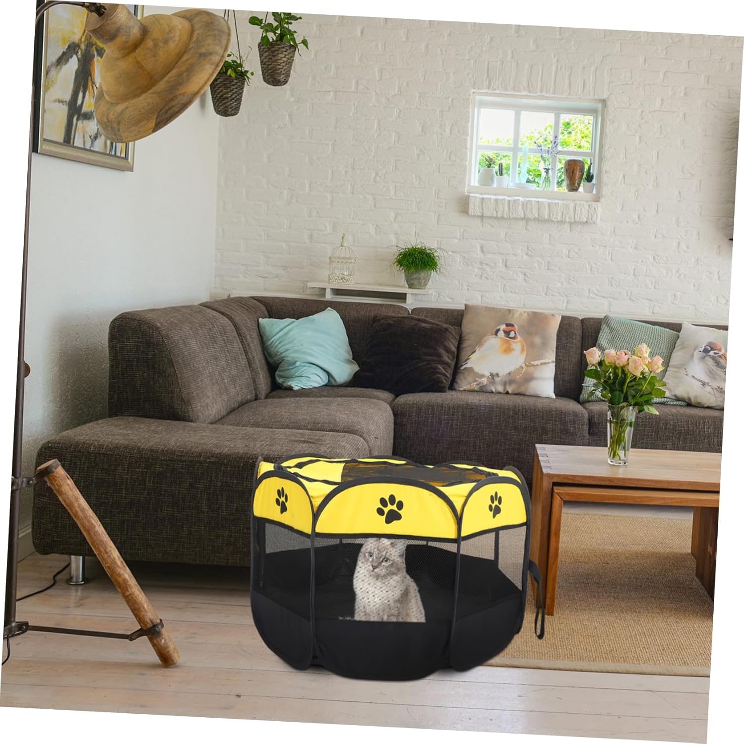 POPETPOP Pet Playpen Tent for Dogs and Cats Oxford Fabric Pet Room Breathable Mesh Portable Activity Space for Indoor and Outdoor Use for Playing and Hiding