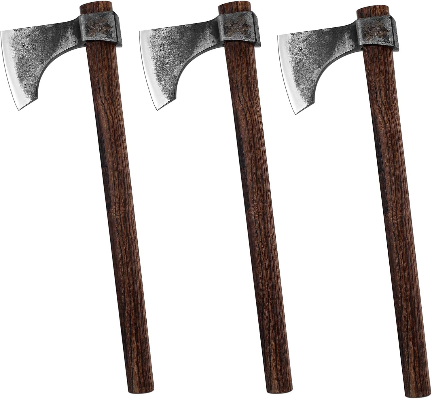 18.9" Throwing Axe, 3 Pack Throwing Axes and Tomahawks with 1065 High Carbon Steel and Beech Wooden Handle, Well Balanced Great for Axe Throw ing Game, Competition and Recreation