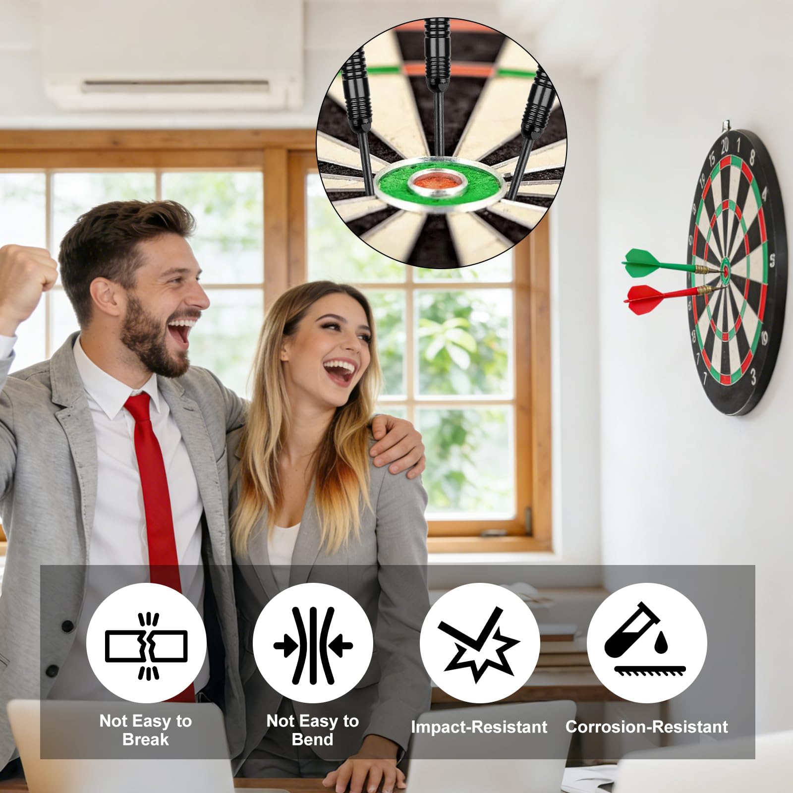 Set di 12 punte per freccette in acciaio 2BA con anelli ad O Steeldart