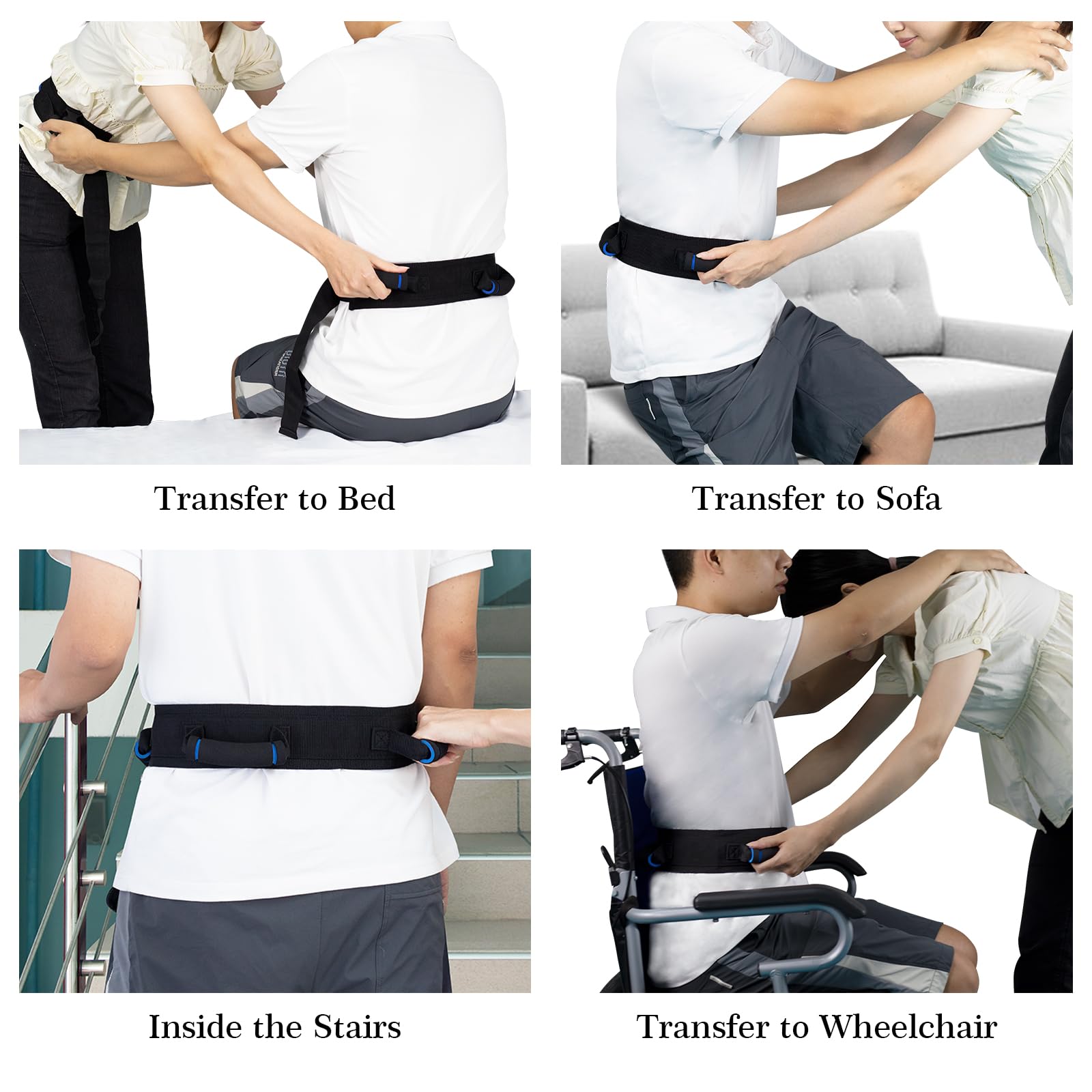 Cinturón de transferencia para personas mayores, cinturones de puerta para terapia física con hebilla de liberación rápida, cinturón de puerta con ayuda de pie y soporte para ancianos