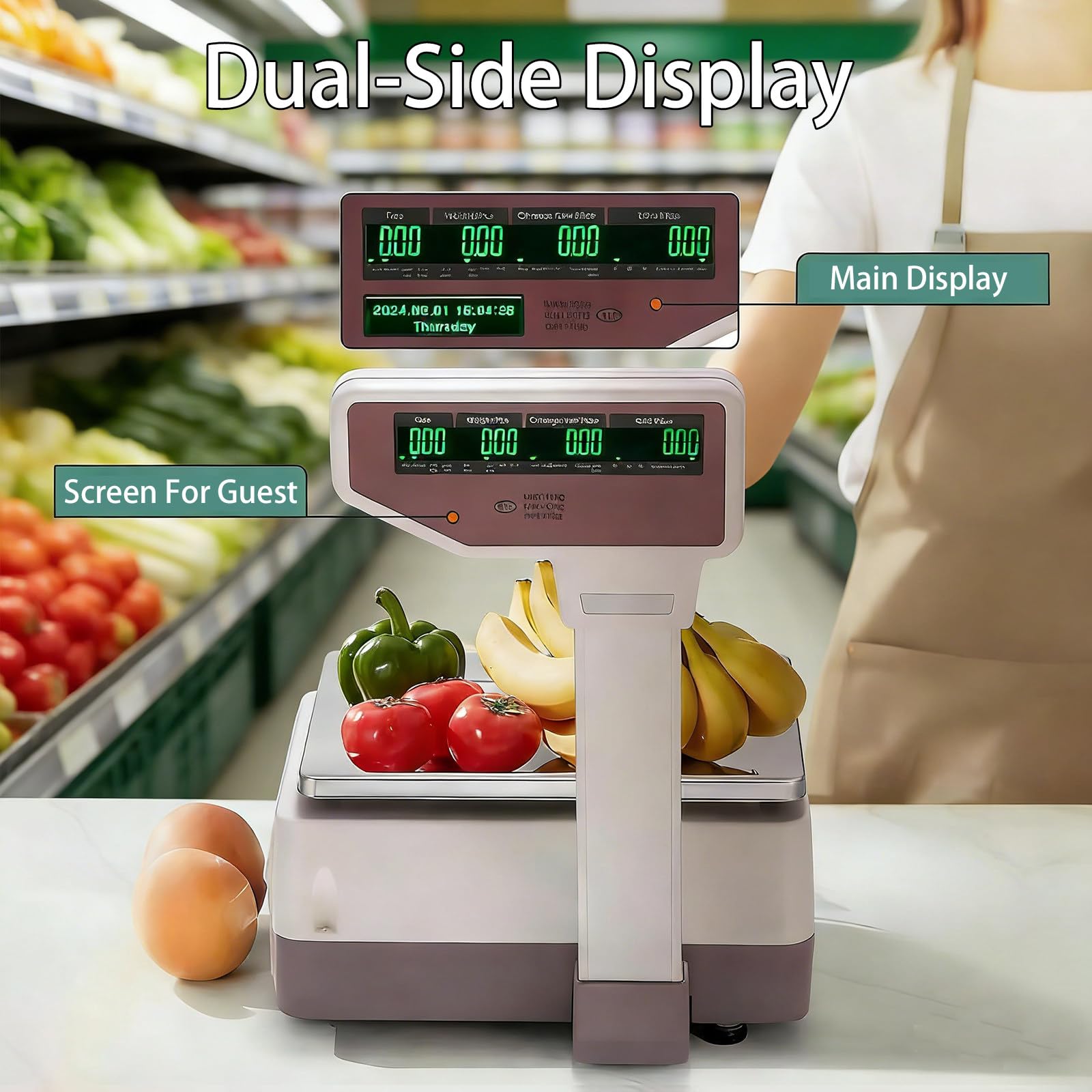 Balance d'impression D'étiquettes, Balance Numérique de Codes à Barres avec imprimante, pour supermarché, Haute précision 10g, capacité 30kg
