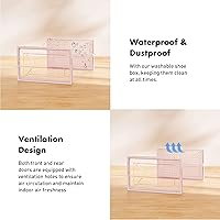 Vista 5 de Shoe Storage Box, 15 Pack Clear Plastic Stackable Shoe Organizer for Closet, Interlocking Design Shoe Container Bins for Sneakers, Foldable Shoe