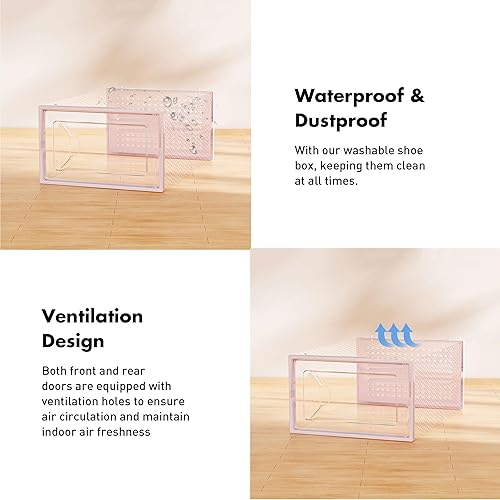 Miniatura 5 de Caja de almacenamiento de zapatos, paquete de 15 organizadores apilables de plástico transparente para armario, contenedores de zapatos de diseño