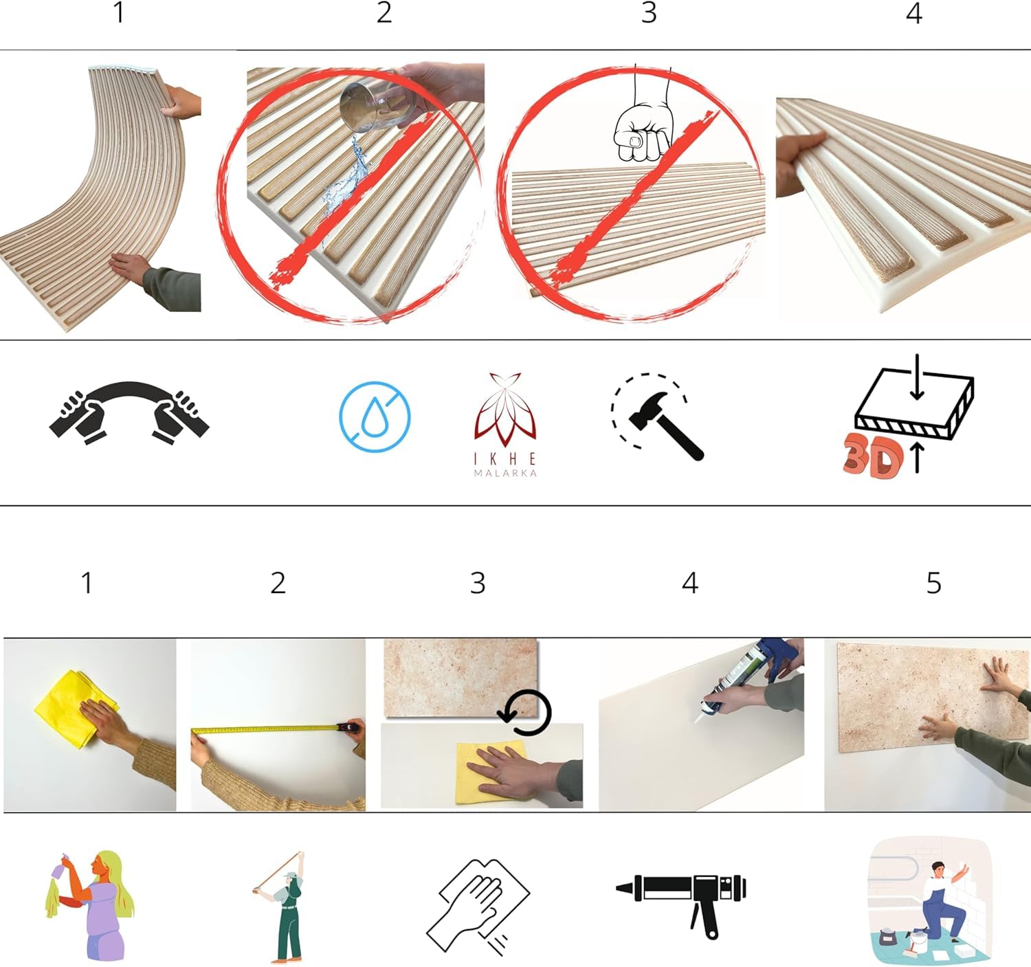 Lot De 4 Panneaux Muraux 3D En Polystyrène - Blanc 100x50cm, Design Cadre