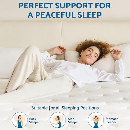 Miniatura 28 de Colchón híbrido tamaño King de 12 pulgadas en caja, colchón de firmeza media para alivio de presión, colchón de resortes embolsados