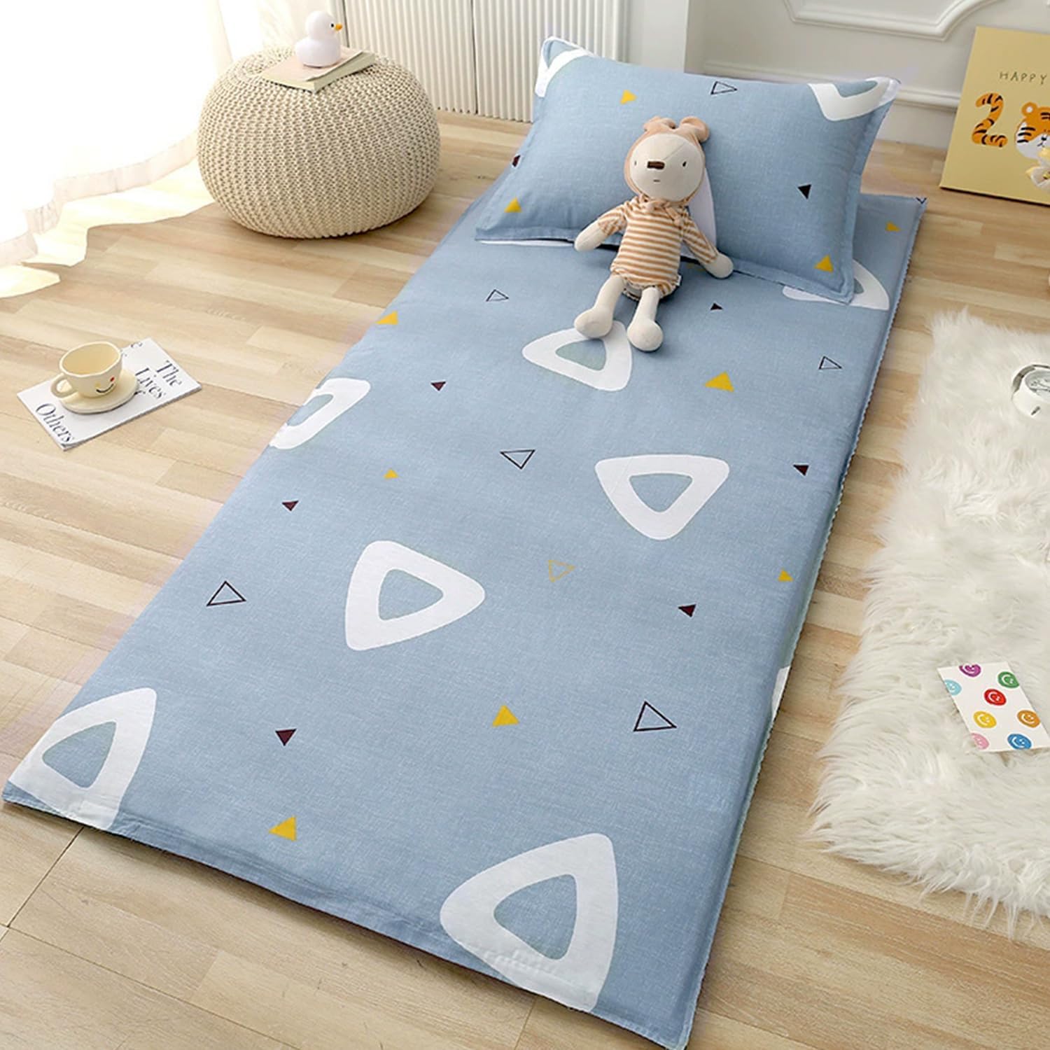 H,90x200cm,LDLCYCN 100% Cotton Futon Mattress Cover King/Queen/Ful Size with Zipper Soft Floor Mattress Cover Full Wrap Mattress Protector Sleeping Mat Cover for Bedroom Dormitory