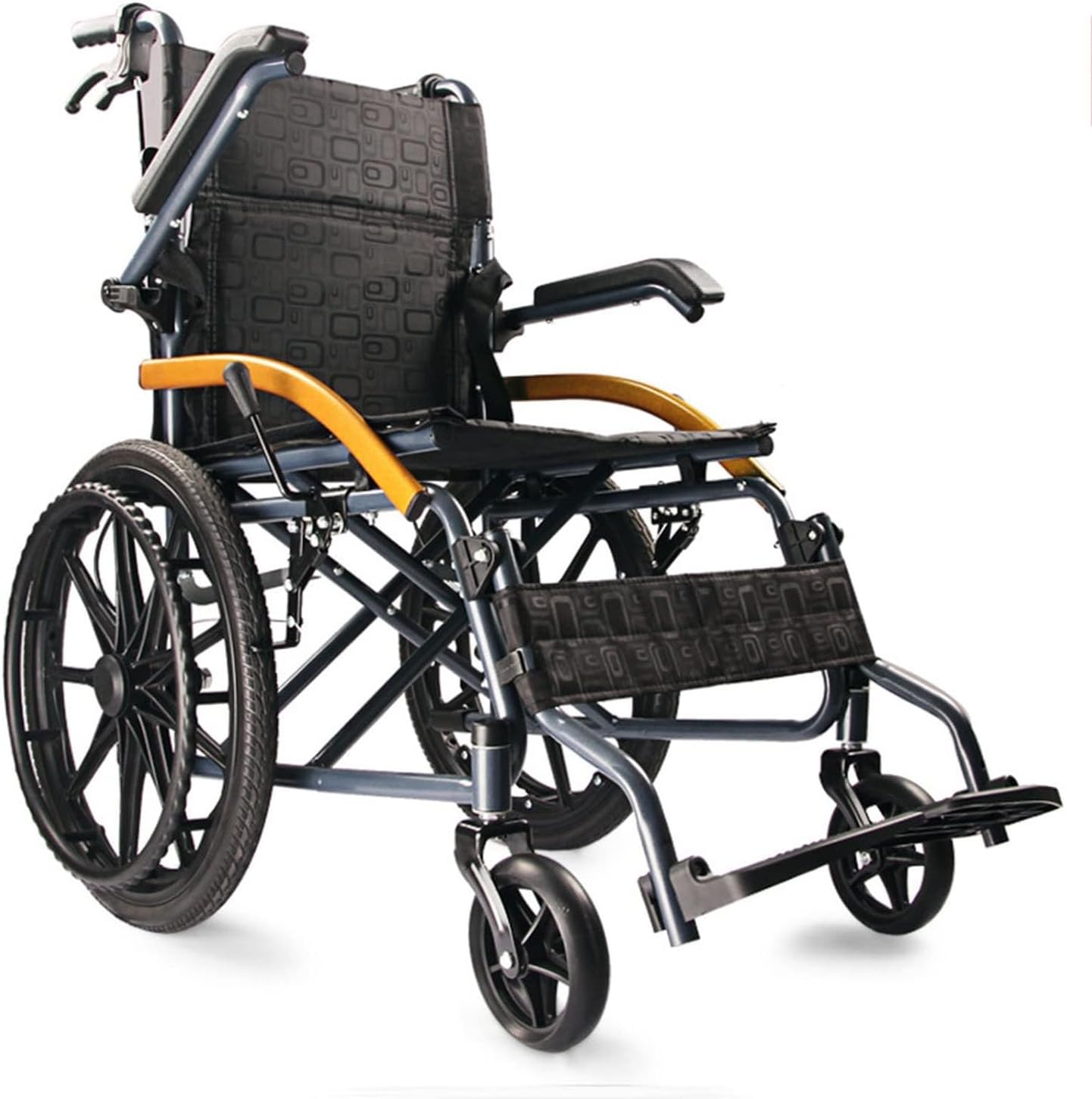 介助用車いす 折り畳み式車椅子 旅行用車椅子、家庭用折りたたみ車椅子 車いす 軽い 手押し 折りたたみ車椅子 背折れタイプ(グレー)