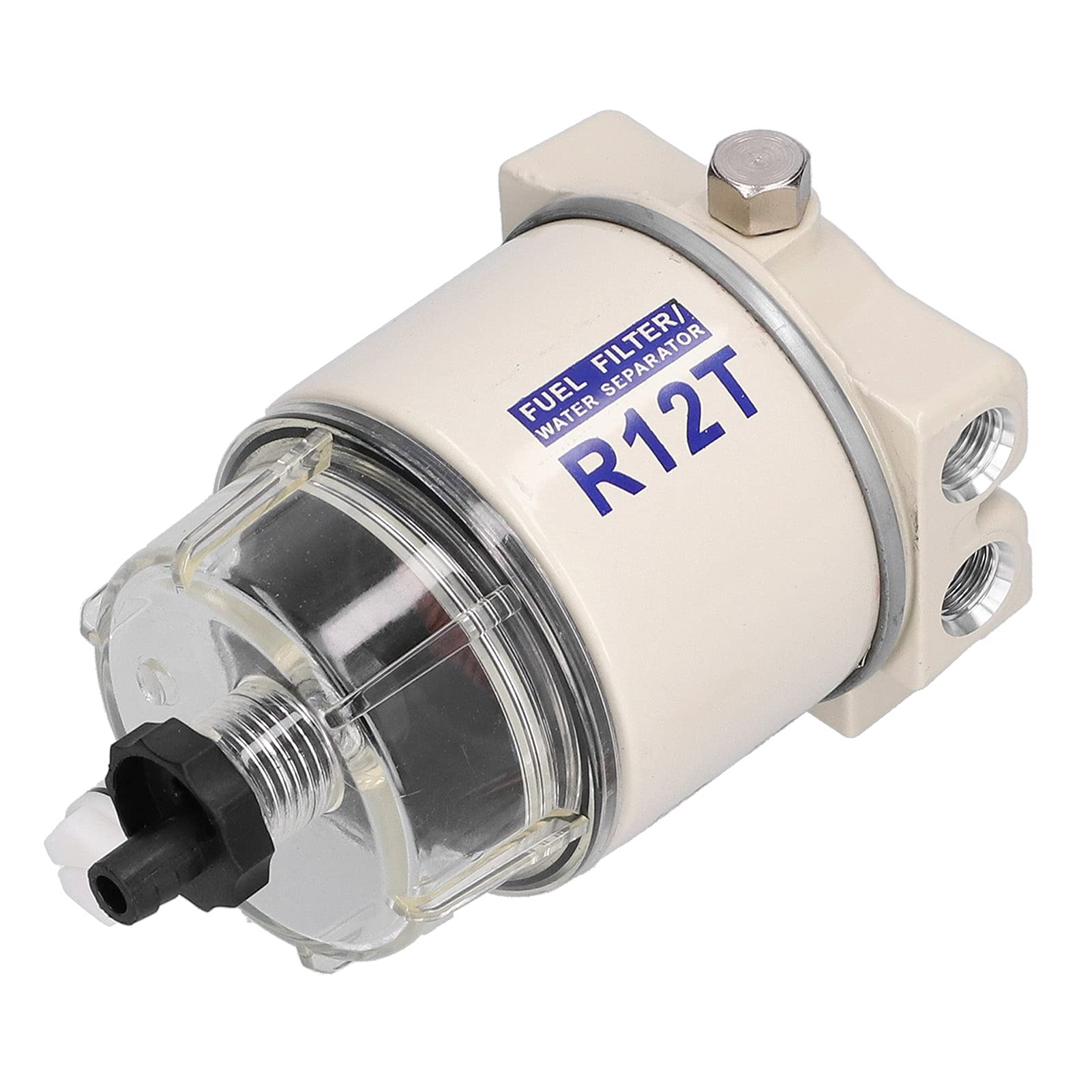 Separador de Agua del Filtro de Combustible, Separador de Agua de Combustible Enroscable Marino Velocidad de Flujo de 30GPH con Reemplazo de R12T de Drenaje Autoventilado