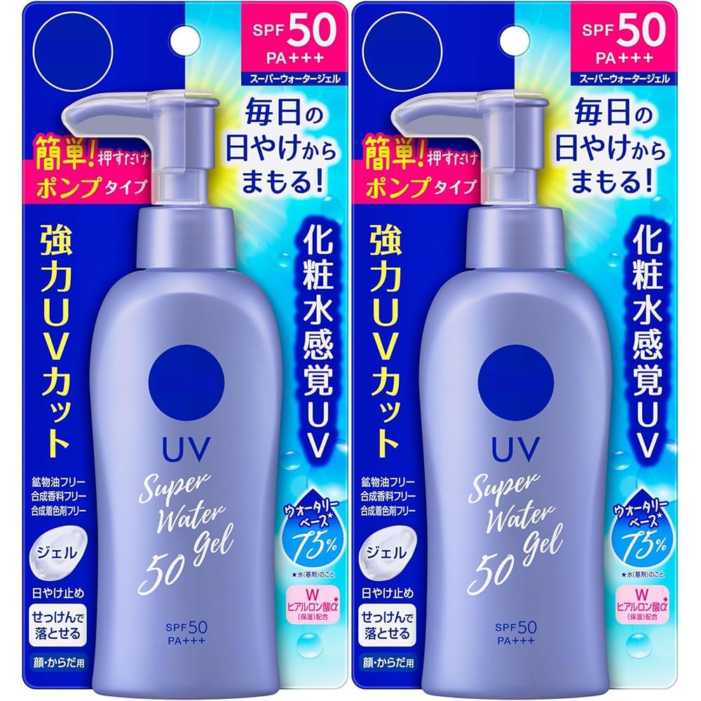 Japanese sunscreen Nive-a UV Super Water Gel Pump 4.9oz (set of 2) for Daily UV Protection, Hydrating Sunscreen (Imported)