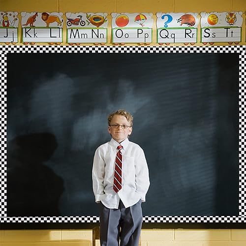 Miniatura 7 de Tablero de anuncios de bandera a cuadros de 99 pies, bordes rectos, tablero de anuncios de carreras, borde de carreras, decoración de aula de