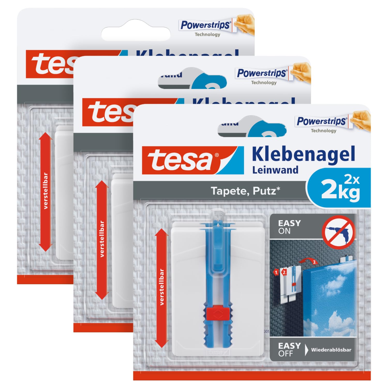 tesa® Adhesive Nails for Fixing Canvas and Frames to Wallpaper and Plaster