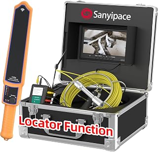 Sanyipace Sewer Camera with Locator 165 FT/50 M, Drain Pipe Inspection Camera with Detector, Waterproof Cámara Probe w/h 512Hz Transmitter, Distance Counter, 9" Color Screen, 16GB TF Card, 5mm Cable