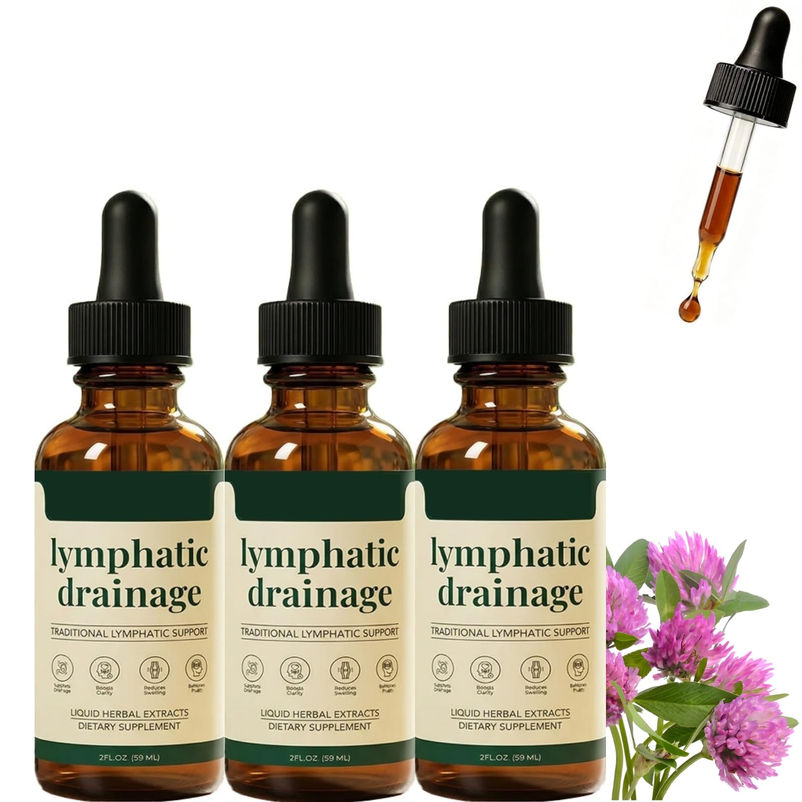 Lymphdrainage Tropfen, Unterstützt Lymphdrainage, Natürliche Kräutermischungen, Fördert die Allgemeine Gesundheit, Lymphatic Drainage für Männer und Frauen, 59ML (3pc)