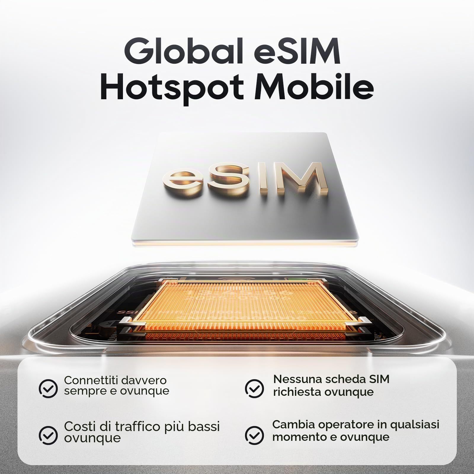 Hotspot mobile portatile - eSIM Global WiFi Hotspot, nessuna scheda SIM/contratto necessario, 16 dispositivi, oltre 180 paesi, router wireless compatto per viaggi internazionali e affari 【15 giorni di
